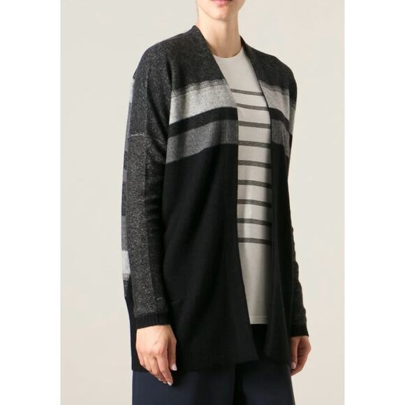 Vince Variegated Marble-Print Oversized Wool Cashmere Cardigan Women's XS - Picture 2 of 11